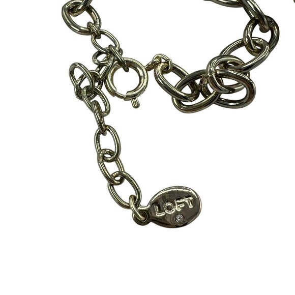 LOFT Gold Tone Imitation White Pearl Pink Crystals Cluster Beaded Bib Necklace - Picture 4 of 4